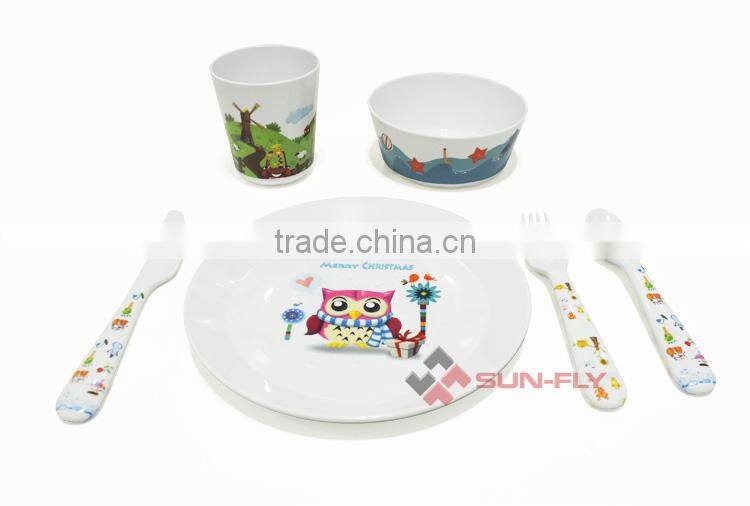 New Wholesale bpa free plastic Custom printed 6PCS/SET kids dinnerware sets