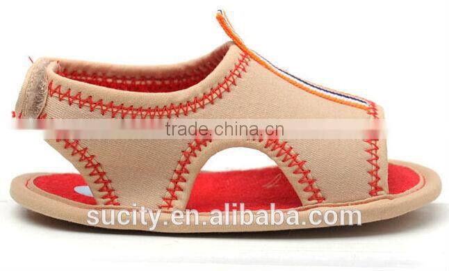 2014 new designs flat fabric baby barefoor sandals
