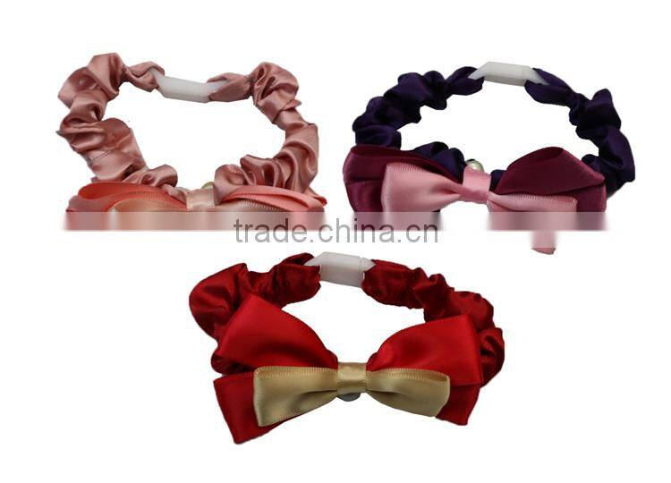 Adjustable Fancy Feline Cat Bow Collar With Bell,Dark Purple Bow, Made of Color Butyl Cloth, Neck size 17~24cm