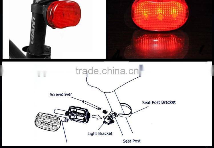 2015 hot sale china factory cheap 3 led rear bike light