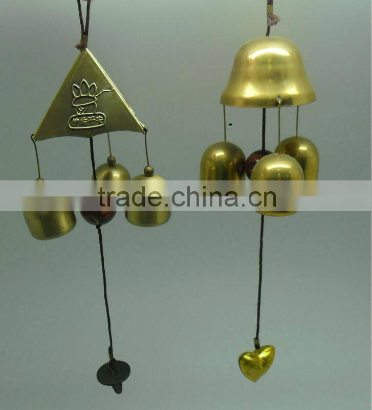 12" antique wind chime made of iron ,bronze and gold plating finish, suitable for doors/decoration (A566)