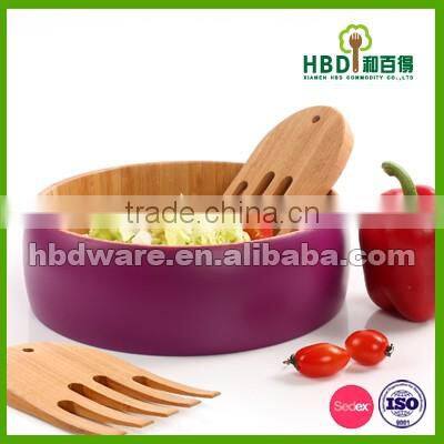 High quality bamboo salad bowl with server wholesale