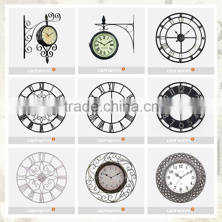 DEHENG mdf wall clock,vintage round clock, round rose art clock