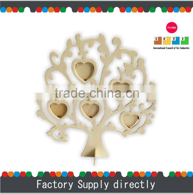 Natural Color New Plywood Wooden Family Tree Shaped Picture Frame
