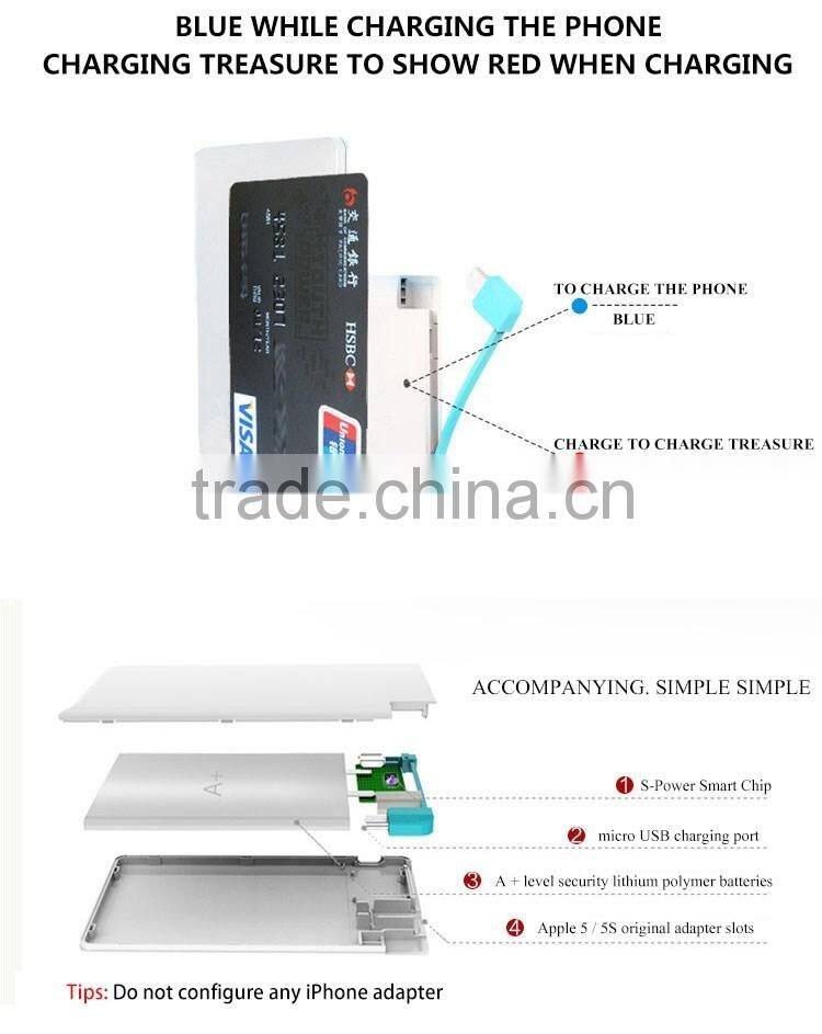 2016 Mobile Accessories Wholesale Power Bank 2500 mAh Slim Power Bank