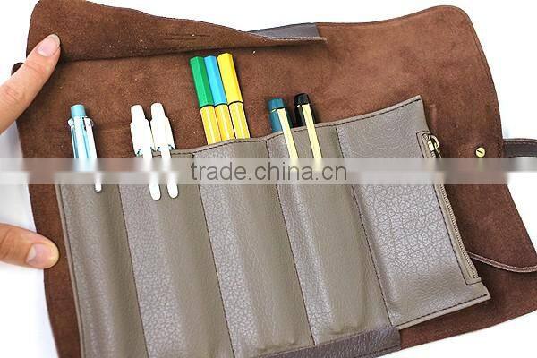 Boshiho small portable rolling leather pen pouch