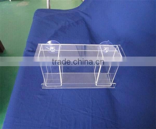 custom clear plastic acrylic bird food dispenser