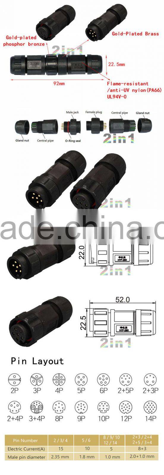 SK19-6P IP67 Soldering Electric Cable Wire Waterproof Connector