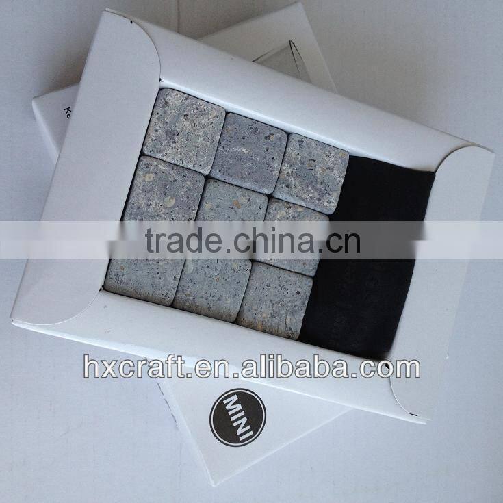 WHISKEY STONES ROCKS 9 PCS Set Ice Cubes Wine Drinks Scotch Beer Cold Soapstone