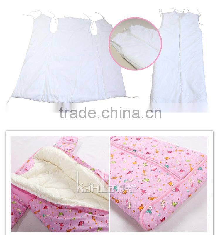 Infant kids anti kicking quilt sleeping bag for four seasons detachable fillings pink style