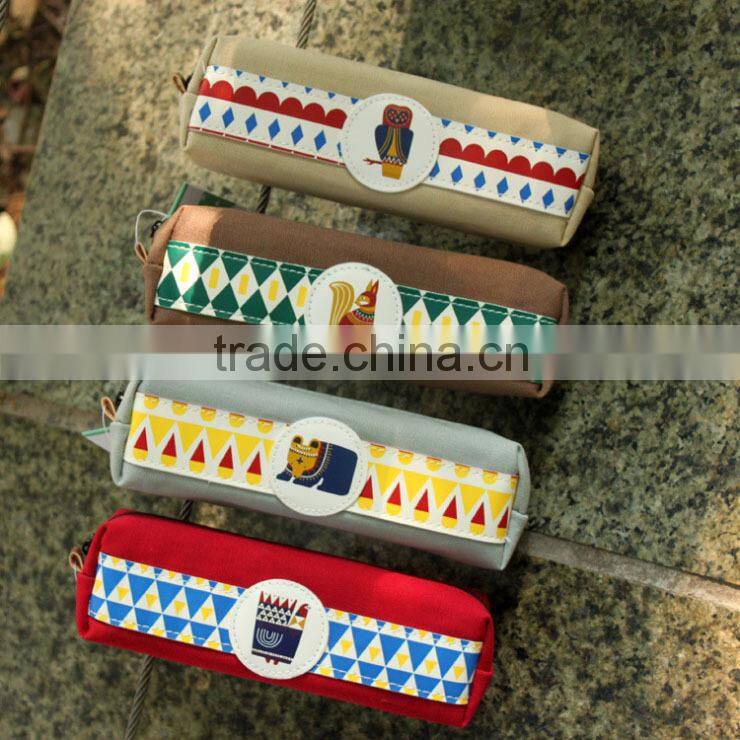 Student Sweet Canvas School Pen Bag Pencil Case Cosmetic Bags Travel Makeup Bags