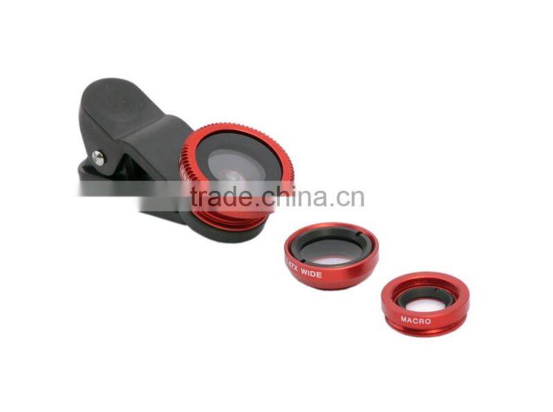High-end Universal Clip 3 in 1 Lens for all smartphone (Fisheye lens+ wide angle lens+ macro lens)