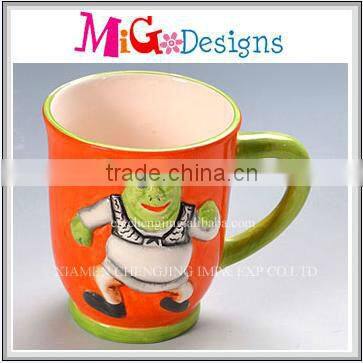 lovely design double handle ceramic mug welcome OEM