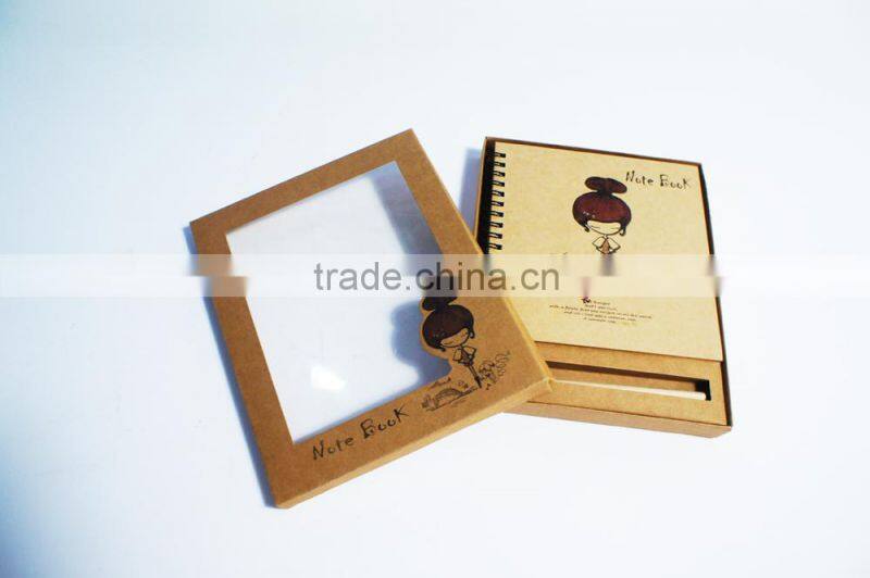 High Quality Spiral Paper Notebook With Nice Box Package/Kraft Paper Notebook With Pen