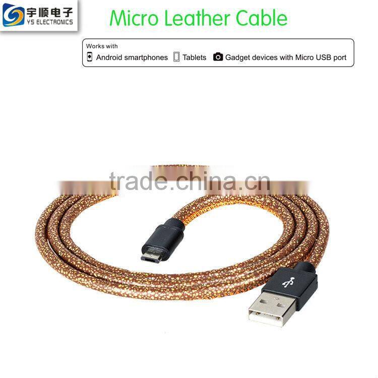 1M Micro Leather Cable for Samsung/Smartphone