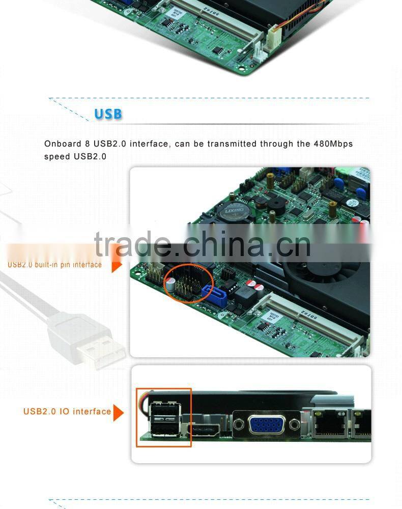 RJ45 Celeron thin x86 motherboard offices embedded system mainboard with 2*RTL8111E