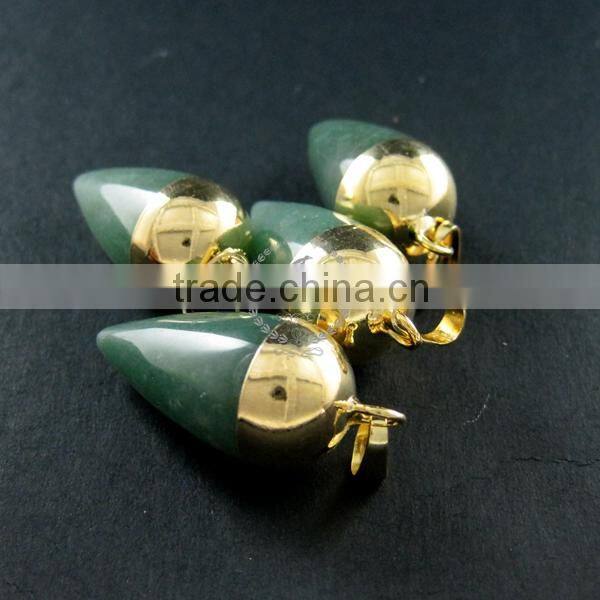 15x30mm water drop shape gold plated green aventurine jasper jade power stone pendant charm DIY supplies 1850208