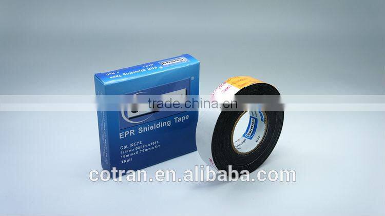 Rubber power cable tape on high voltage solid dielectric cable for conductor and insulation shielding in splices and termination