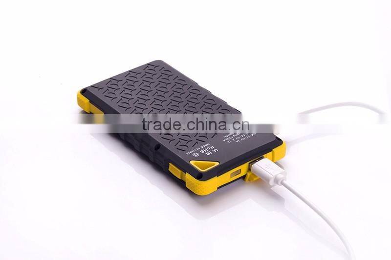 Hot waterproof 8000mah portable solar power charger for samsung mobile phone