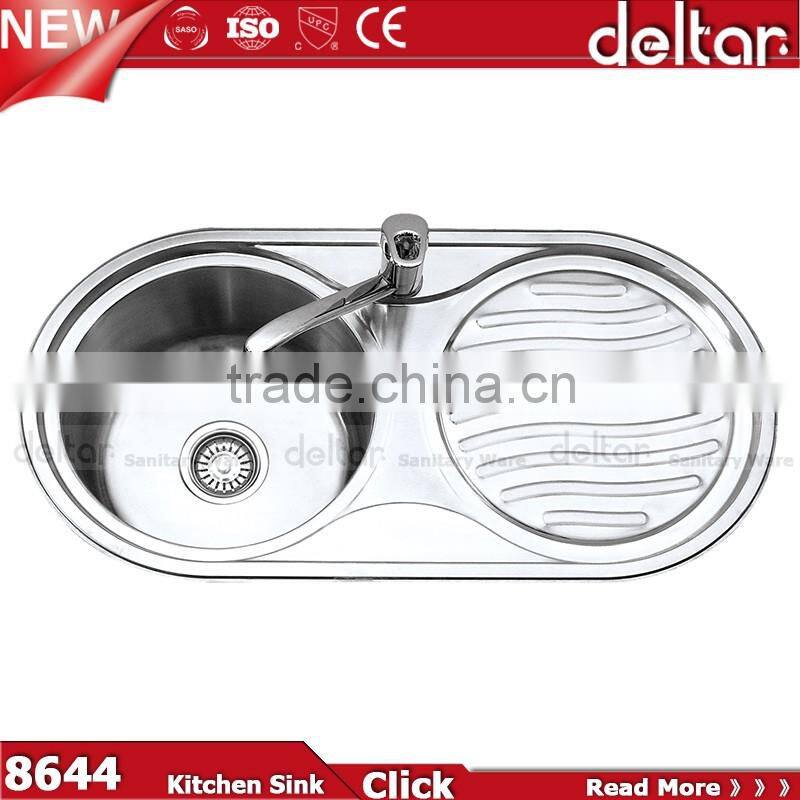 S9749 hot sell to ethiopia/sri lanka double bowl with drainer board and dustbin