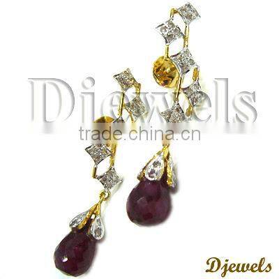 Natural Ruby Earring Diamond Gold Earrings Earring Jewelry