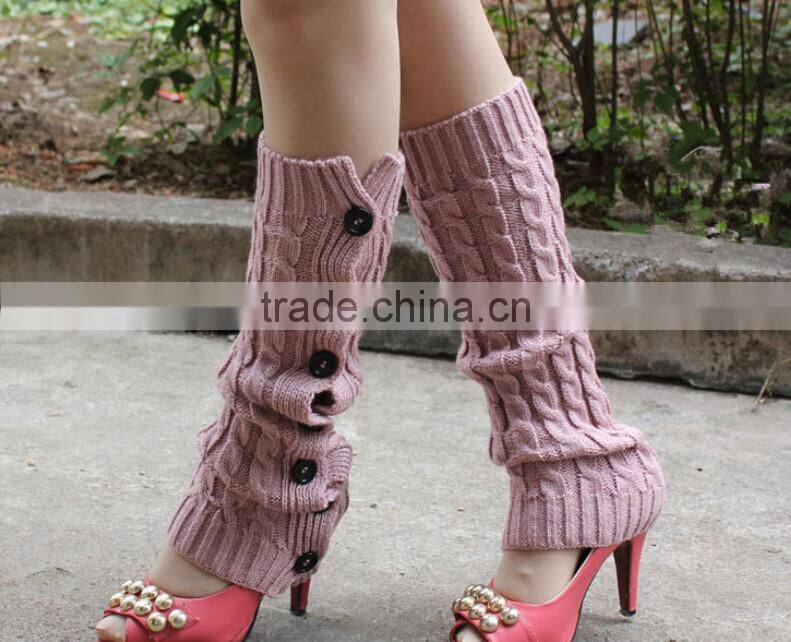 Korean Fashion New Buttons Down Fastening Keep Warm Knitted Gaiters Loose Wool Leg Guard Boot Cuffs Socks Knit Leg Warmers