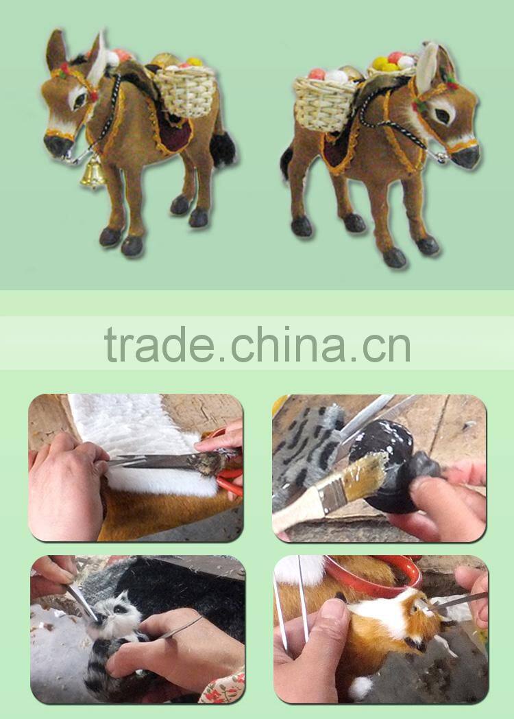 Cute donkey garden decor furry donkey craft made goat fur