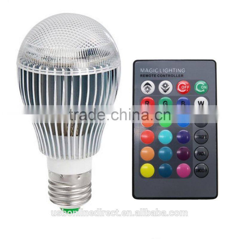 Durable 9W E27 led light color RGB magic led light bulb With Wireless Remote
