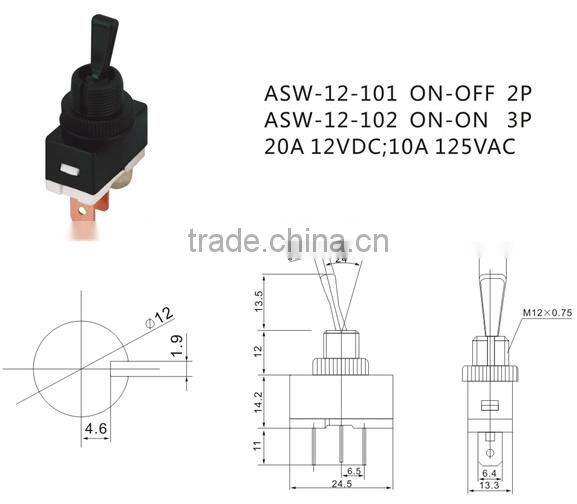 ASW-12-101 ON-OFF 2P Automotive Toggle Switch