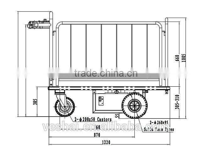 500kgs Electric Platform Cart with Rail for warehouse VH-ECF-50-(12.2 X 7.1)