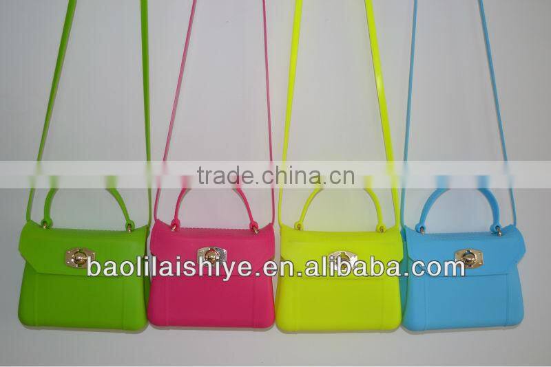 12colors stock!!! Fashion silicone rubber handbag for lady