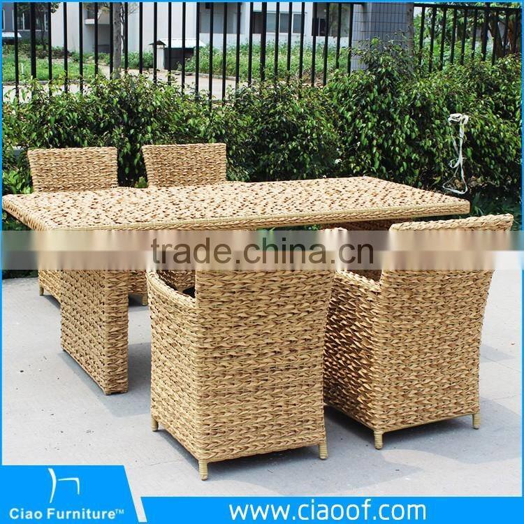 Twisted cane furniture restaurant table and chairs dining set