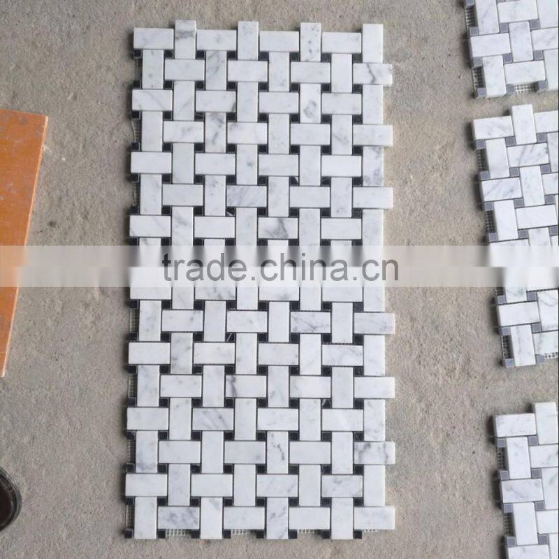 carrara white basket weave mosaic