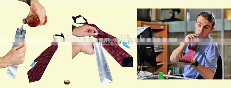 Creative Tie Flask / microfiber tie with secret hidden wine flask / plastic drinking flask