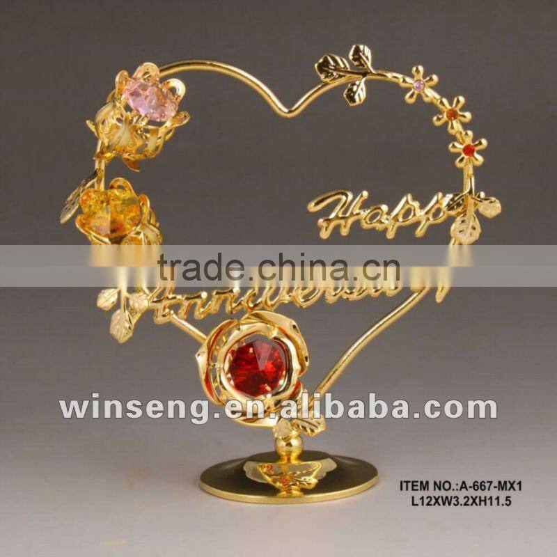 24K Gold Plated Love Heart with Flower for Gifts