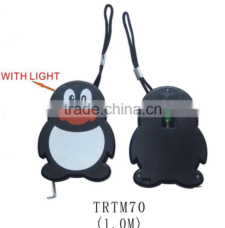 Light penguin shape plastic measure tape with lanyard