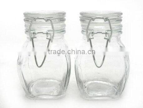 mini kitchen clear /transparent octagon shape glass spice jar with clamp lid