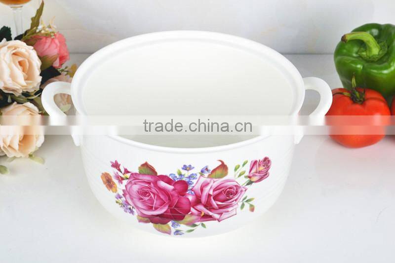 8"ceramic round microwave oven pot with glass lid