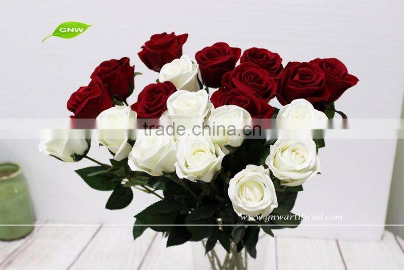 GNW FL-RS70-8CM High similation cheap silk single red rose flower for home decoration