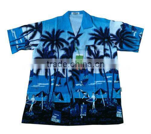 100% cotton men's summer casual hawaiian shirt