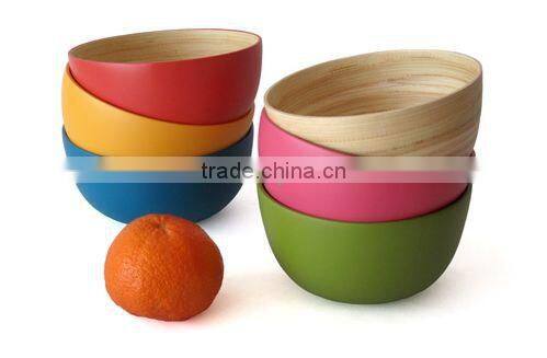 Bamboo coiled spun bowl