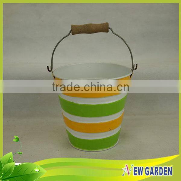 Anti-corrosion Home & garden decor stripe metal flat flower pot