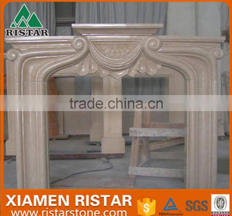 Natural yellow marble fireplace surround mantel RST-FP-DLS127