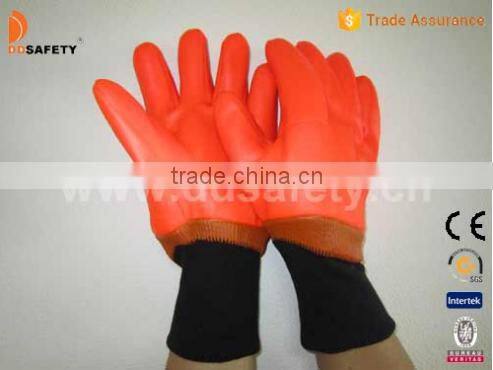 DDSAFETY 2017 Fluorescence Foam Insulated Liner Smooth Finish Orange PVC Gloves