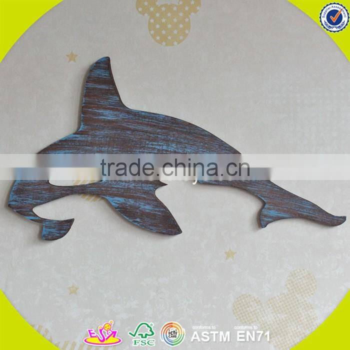 2017 New design home decorations wooden wall hanging top fashion whale shape wooden wall hanging W09D016