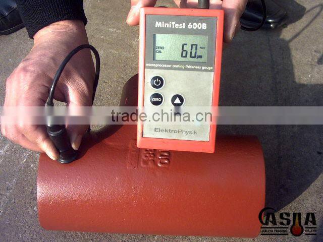 Red epoxy coated grey cast iron pipe fittings