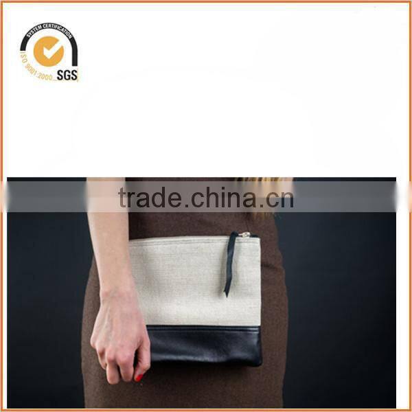 NEW canvas zippered pouch - neon accent & pin dot lining By Chiqun Dongguan CQ-H01056