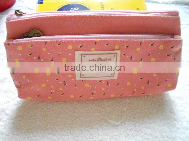 New Student's Canvas Pen Bag Pencil Case Cosmetic Bags Travel Makeup Bags