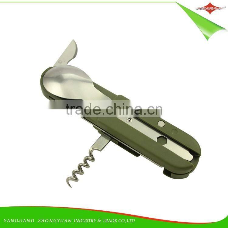 ZY-V3001 Hot Stainless Steel Multi-function Pocket Knife with Fork Spoon Outdoor Camping Knife tool