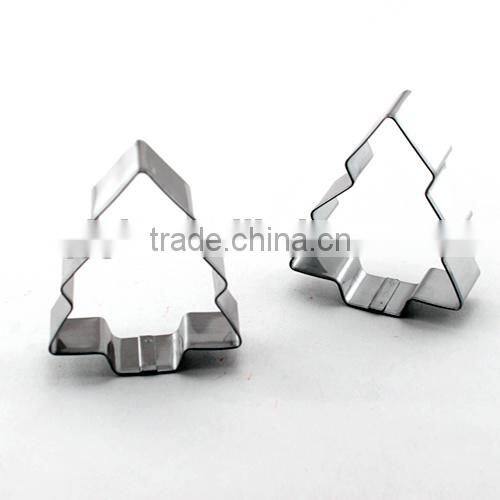 100% Food grade Christmas promotional tree shape cookie cutter set stainless steel cake tools customer design biscuit mold